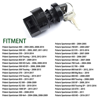 HiSport Ignition Key Switch Compatible with Polaris RZR XP 1000,ACE 500 700 900,ATP 330,General 1000,RZR 570 900,Ranger 400 500 570 800,Sportsman 500 ACE 570 XP 550,Trail Boss 330,RZR XP 4012165