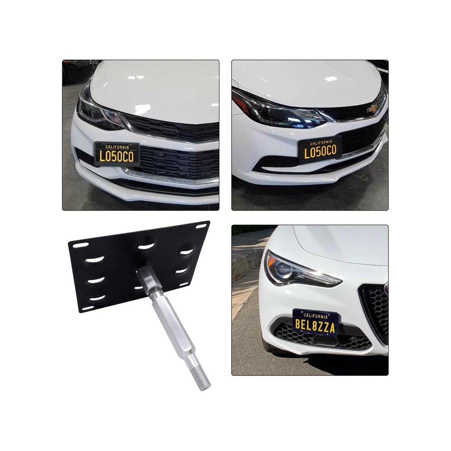 HiSport No Drill Front Bumper Tow Hook License Plate Mounting Bracket Adapter Kit Compatible with Scion FRS 2013-2017 , Subaru BRZ 2013-2021 & WRX 2015-2021 , Toyota Prius 2010-2015 & 2017-2021