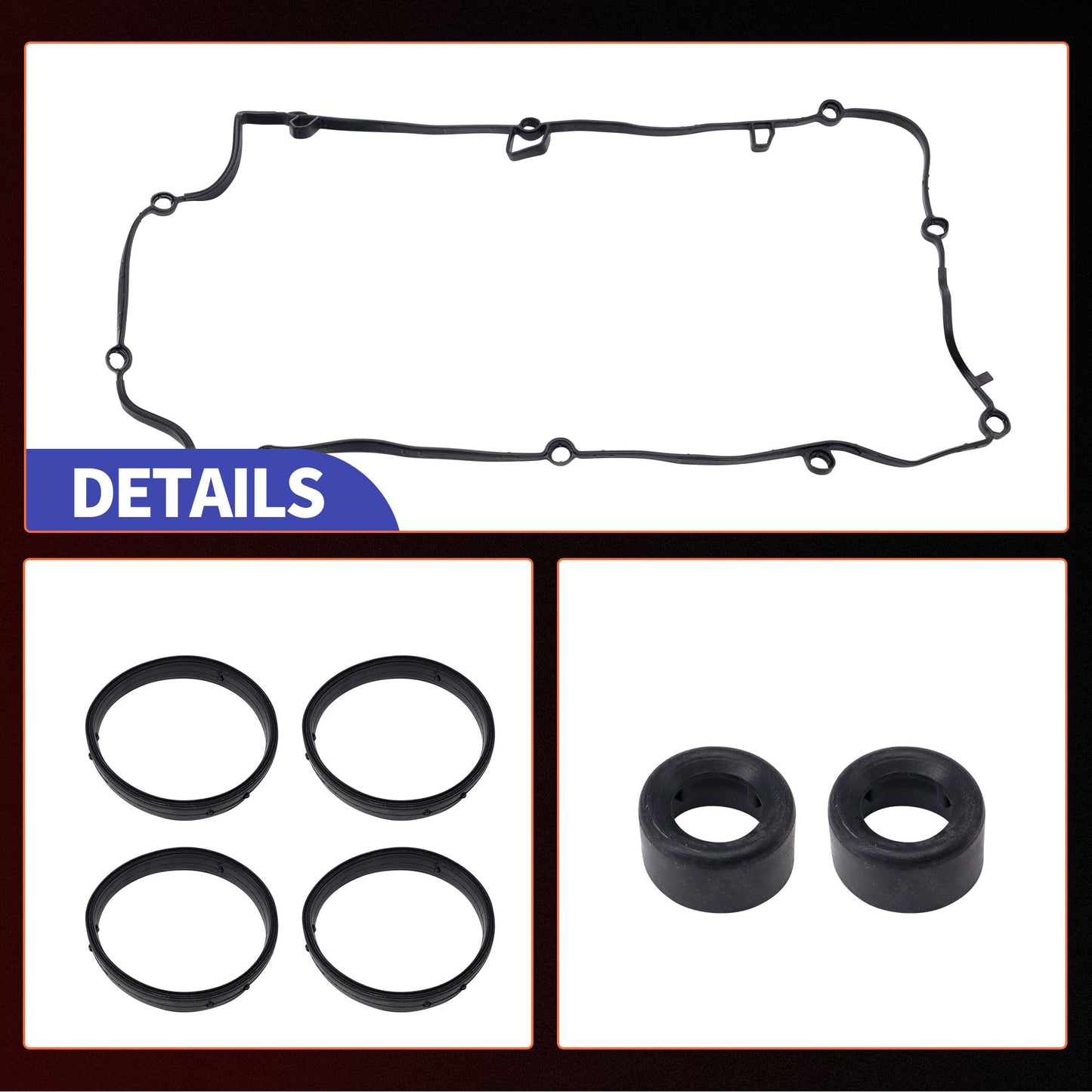 HiSport Engine Valve Cover Gasket Set - Compatible with BMW 120i 2016 118i 2012-2015 Mini Cooper Countryman 2011-2016 Mini Cooper Paceman 2013-2016 Mini Cooper 2011-2015 1.6L - Replace 11127582400