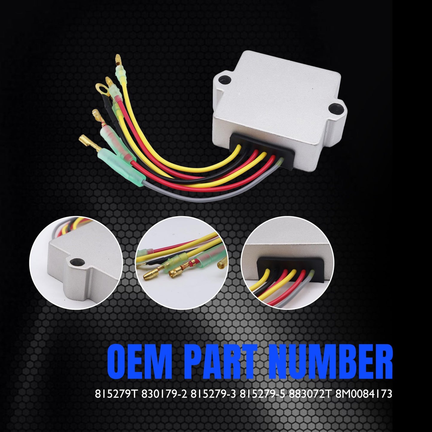 HiSport Voltage Regulator Rectifier - Compatible with Mercury Marine 100 Hp,115 Hp,12 Volt 14.4 Vset Series,125 Hp,135 Hp,150 Hp,175 Hp,200 Hp,250 Hp,275 Hp,40 Hp,50 Hp,55 Hp,60 Hp,75 Hp,90 Hp 815279T