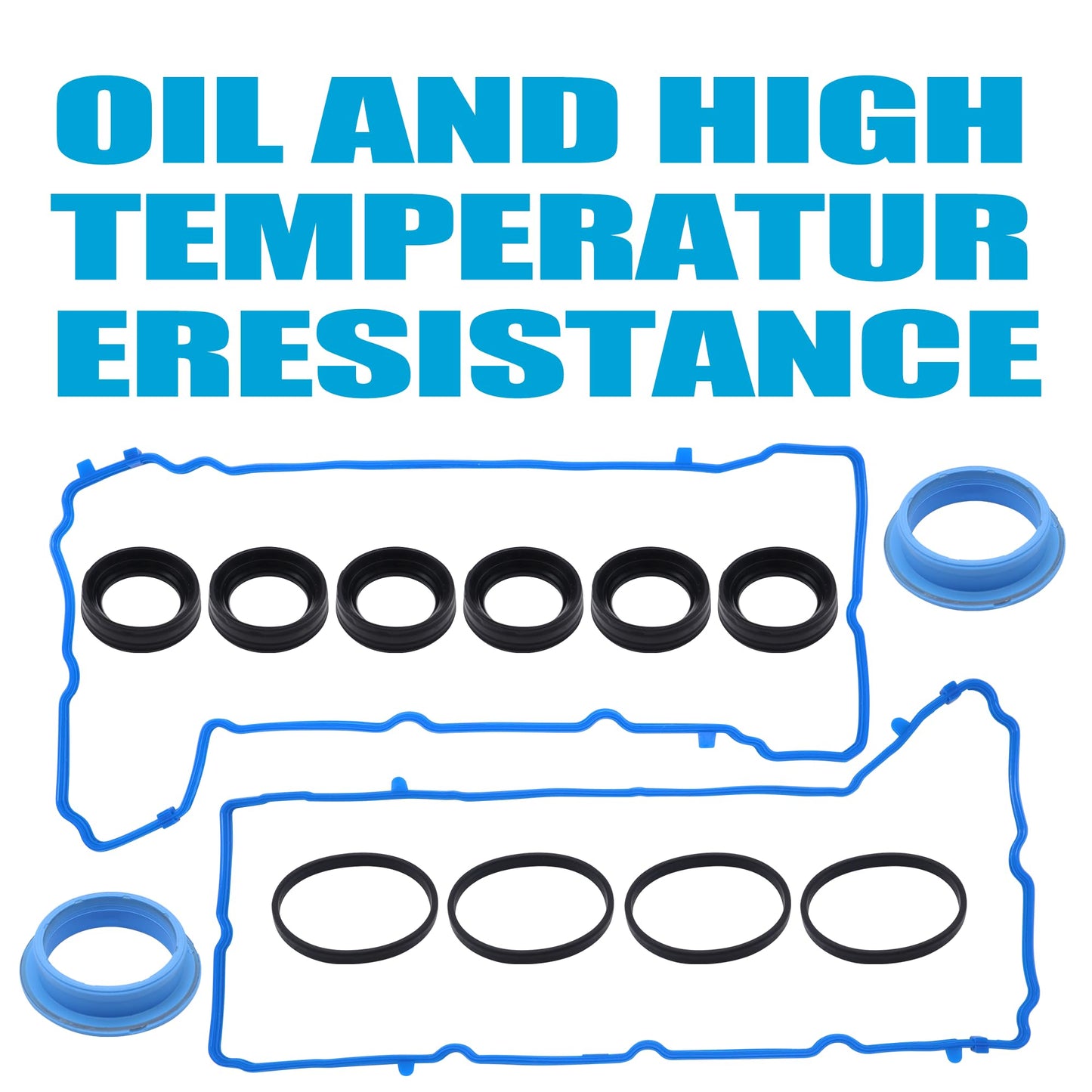 HiSport VS50805R Valve Cover Gasket Seal - Compatible with Dodge Charger Challenger Chrysler 200 300 Town & Country Durango Grand Caravan Cherokee Wrangler Ram 1500 3.2L 3.6L