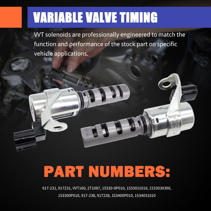 HiSport Engine Variable Valve Timing VVT Solenoid 917231 1534031010 153300P010 Compatible with Toyota 4Runner 2003-09, FJ Cruiser 2007-09, Tacoma 2005-15, Tundra 2005-11, V6 4.0L Left and Right