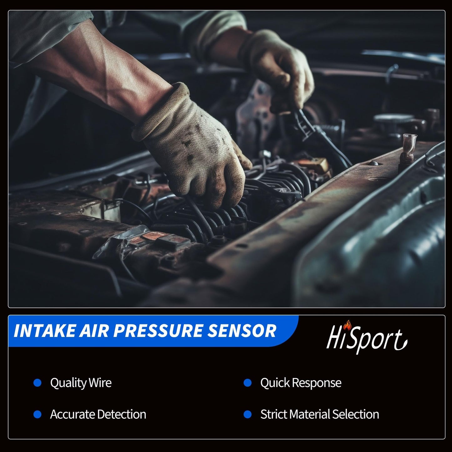 HiSport 1648138 Map Manifold Absolute Pressure Sensor Compatible with Ford Aerostar Bronco E-150 250 350 Escort Super Duty F-150 250 350 Mustang, Lincoln Continental, Mercury Capri Cougar Sable