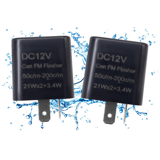 HiSport 12V 2 PIN Adjustable Electronic Flasher Relay Compatible with Honda Grom 125, Kawasaki ZX6R, 250R, Ninja 300, Z300, Black Blinker Relay Fix for LED Turn Signal Light Bulbs 2PCS