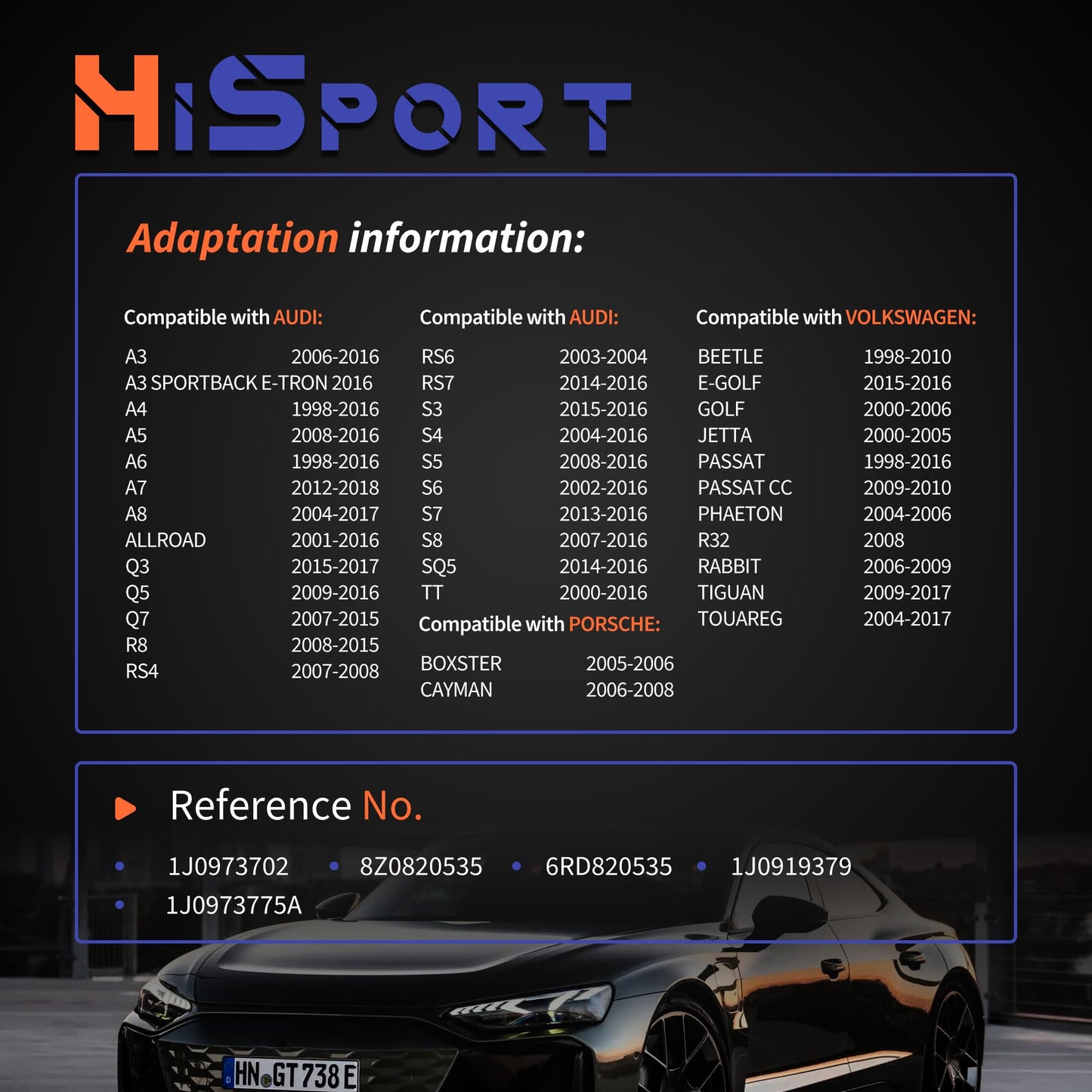 HiSport Connector Sensor Plug Adapter Plug Clip Kit - Compatible with Audi A3 A4 A5 A6 A7 A8 Q3 Q5 Q7 Volkswagen Beetle E-Golf Porsche Boxster Rabbit Replaces 1J0973702 8Z0820535 6RD820535