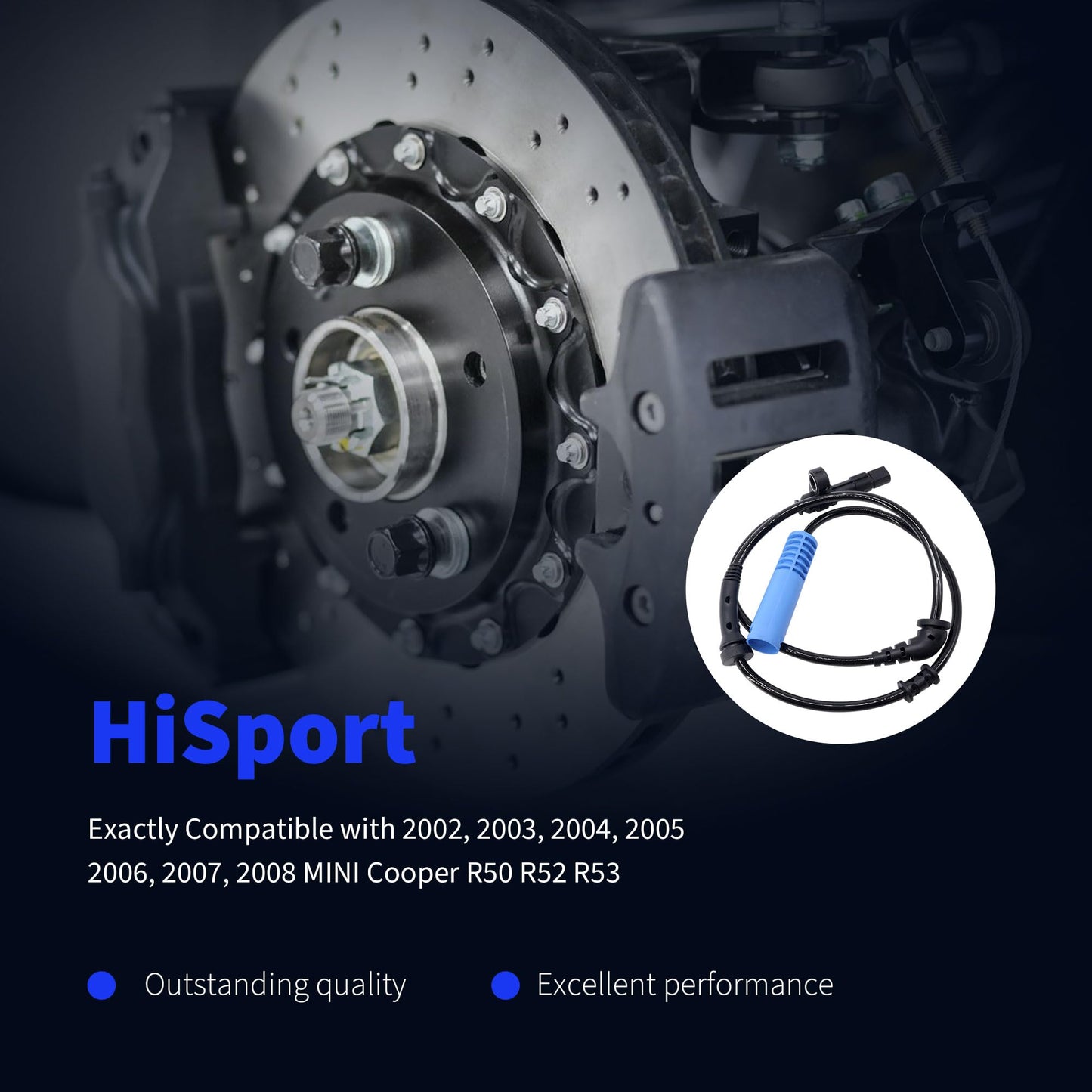 HiSport Front ABS Wheel Speed Sensor - Compatible with Mini Cooper 2002-2008, 34526756384 5S11087 SU12540 0844073 ALS2383 SS20123