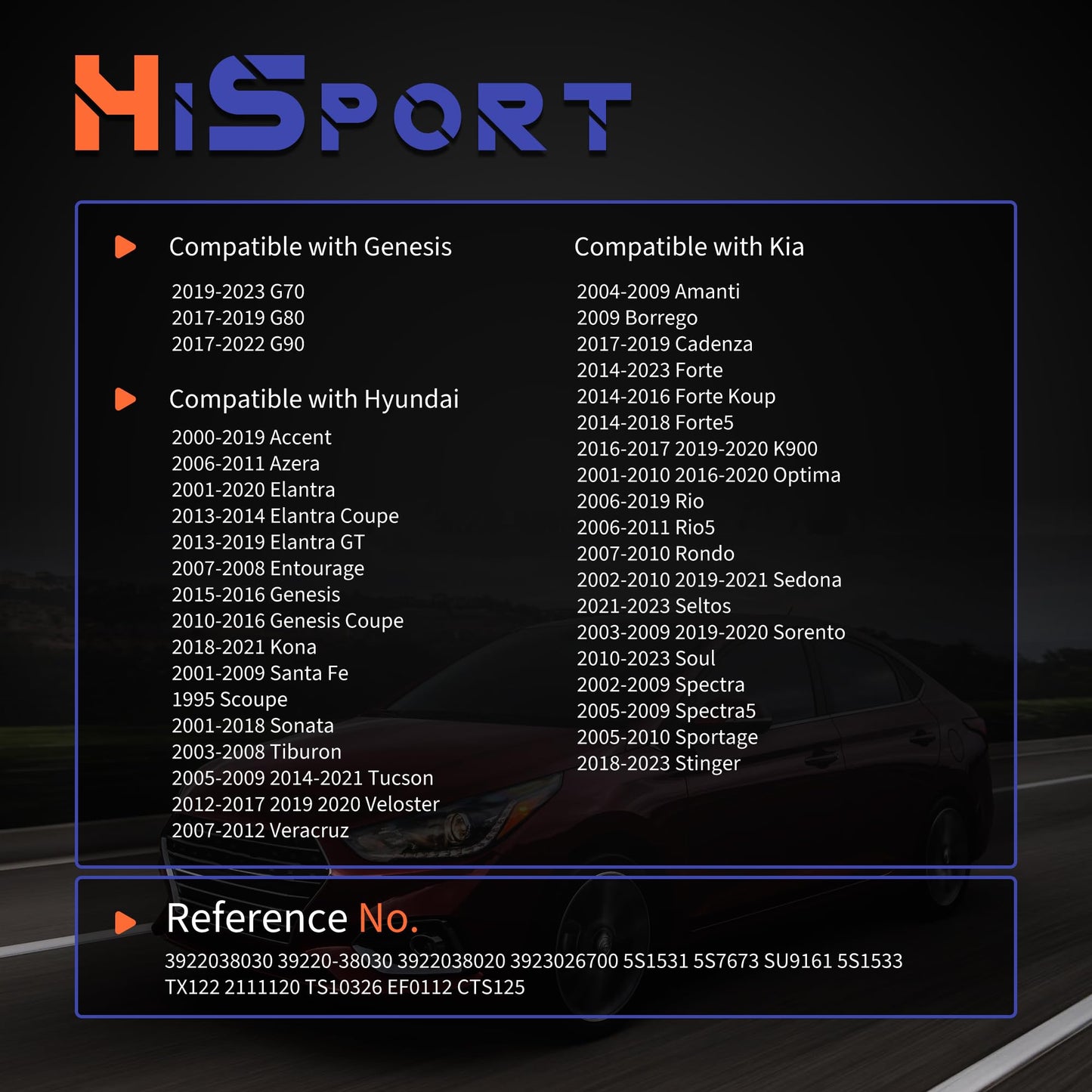 HiSport Engine Coolant Temperature Sensor - Compatible with Genesis Hyundai Accent Elantra Sonata Tiburon Kia Forte Rio Rondo Soul Replaces 39220-38030