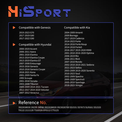 HiSport Engine Coolant Temperature Sensor - Compatible with Genesis Hyundai Accent Elantra Sonata Tiburon Kia Forte Rio Rondo Soul Replaces 39220-38030