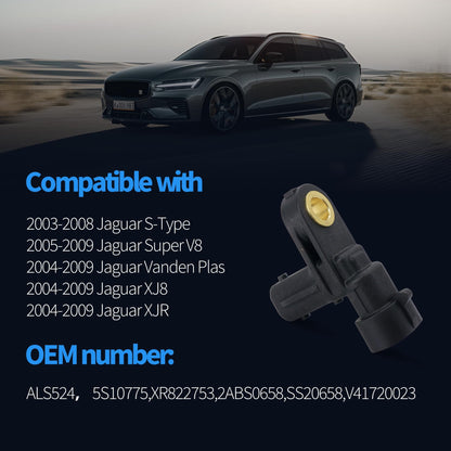 HiSport XR822753 ABS Wheel Speed Sensor Compatible with Jaguar S-Type 2003-2008, Super V8 2005-2009, Vanden plas, XJ8, XJR 2004-2009, XK 2007-2009, XK8 2003-2006, XKR 2003-2009 Replace ALS524