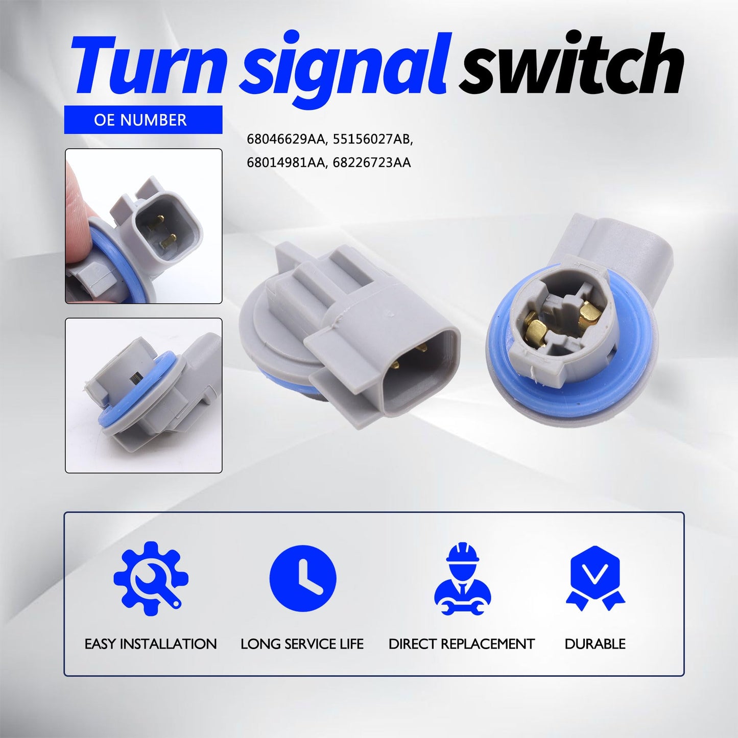 HiSport 68046629AA License Plate Light Socket Wiring Harness Plug Connector - Compatible with Dodge Durango Ram 1500 Pickup Ram 1500 2500 3500 4500 5500 Jeep Liberty Replaces 68014981AA