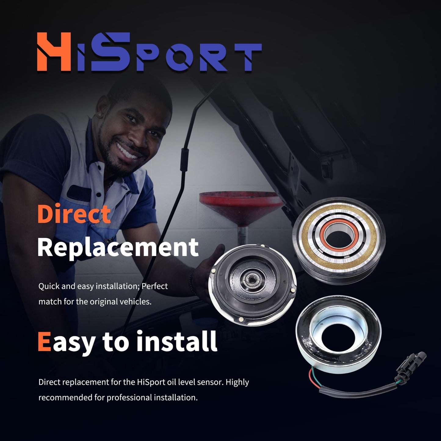 HiSport Air Conditioner AC Compressor Clutch Kit Compatible with Chevrolet Silverado 2500 3500 HD 2015-2021, Replacement for GMC Sierra 2500 HD 2015-2021, Sierra 3500 HD 2015-2019 2021, V8 6.6L