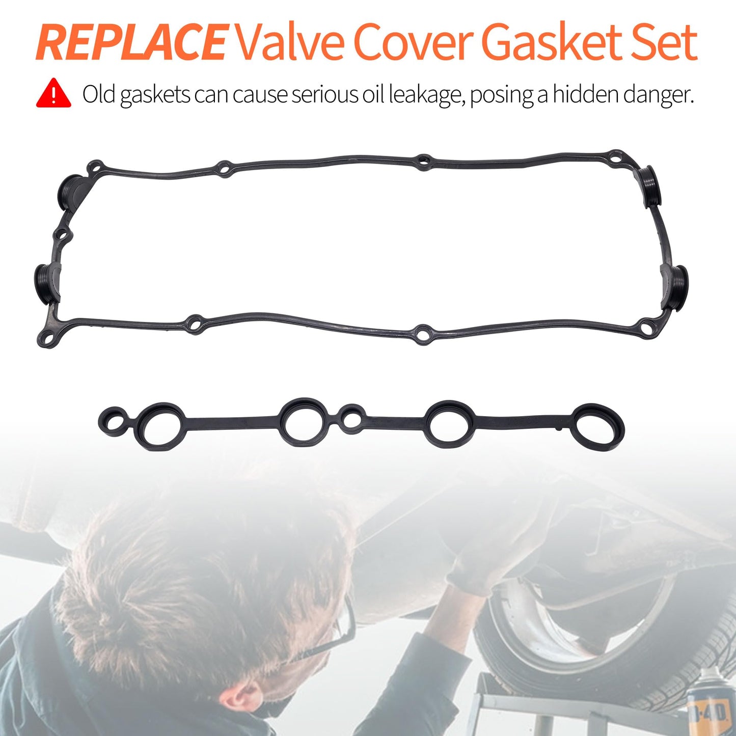 HiSport Engine Valve Cover Gasket - Compatible with Nissan 1998-2004 Frontier 2.4L Compatible with Nissan 2000-2004 Xterra 2.4L Compatible with Nissan 1995-1998 240SX 2.4L - Replace VS50550R