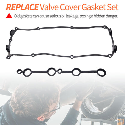 HiSport Engine Valve Cover Gasket - Compatible with Nissan 1998-2004 Frontier 2.4L Compatible with Nissan 2000-2004 Xterra 2.4L Compatible with Nissan 1995-1998 240SX 2.4L - Replace VS50550R