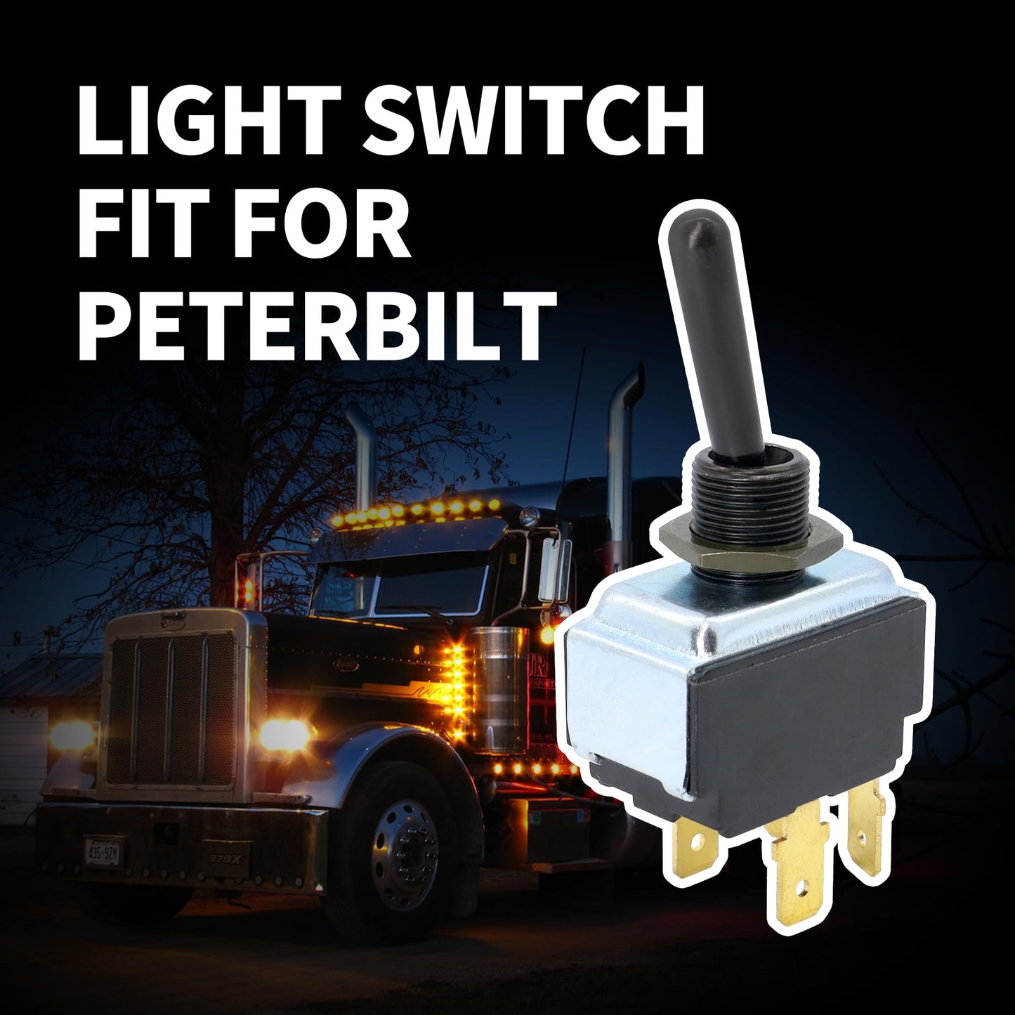 HiSport 16-06657 Light & Marker Toggle Switch - Compatible with Peterbilt 330 357 359 377 378 379 387 - Replace 577.75611 1606657 8956K996