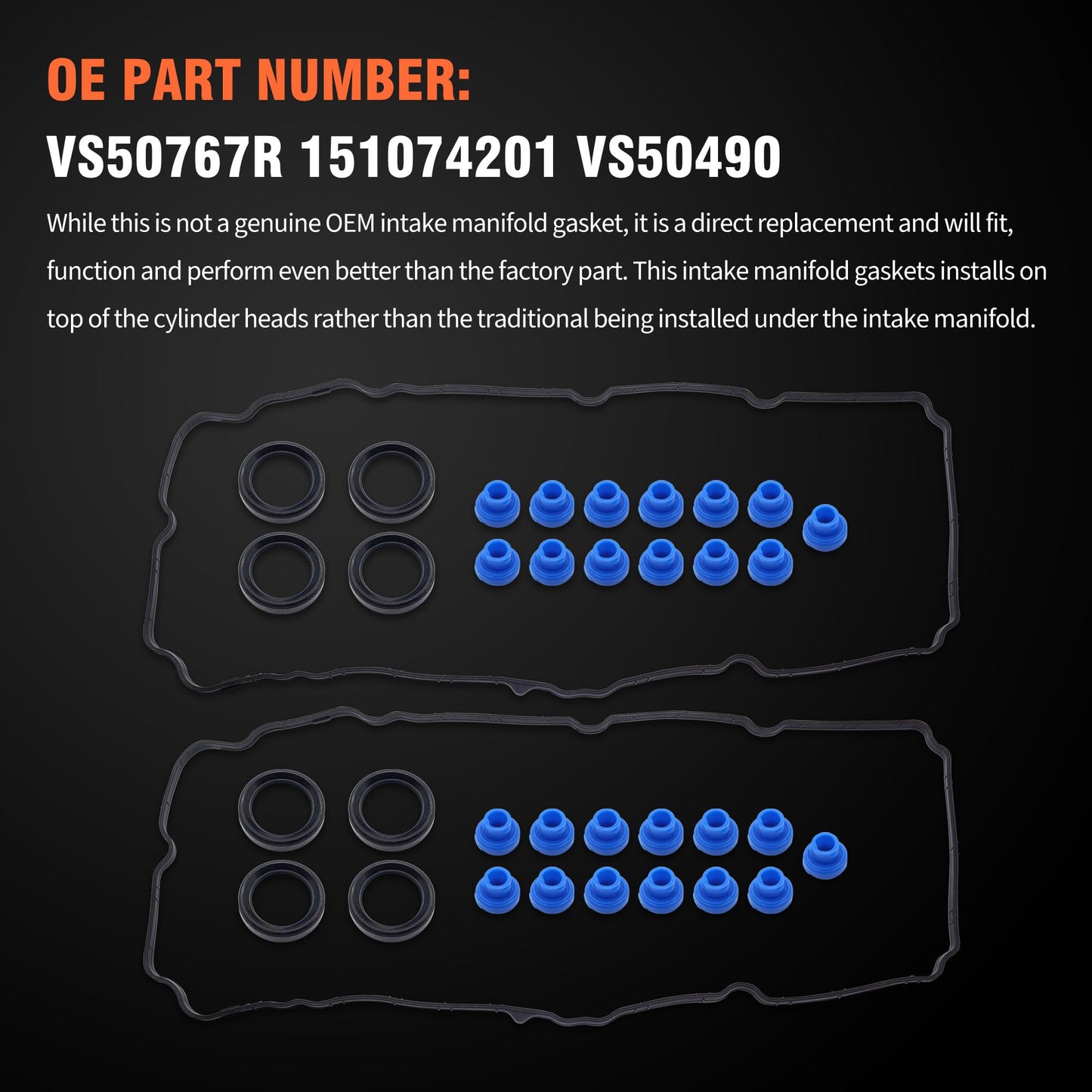 HiSport Engine Valve Cover Gasket Set - Compatible with Ford Edge Flex Fusion Taurus X Lincoln MKZ MKX MKS MKT Mazda CX-9 CX-9 6 Mercury Sable 2007-2015 - Replace VS50767R