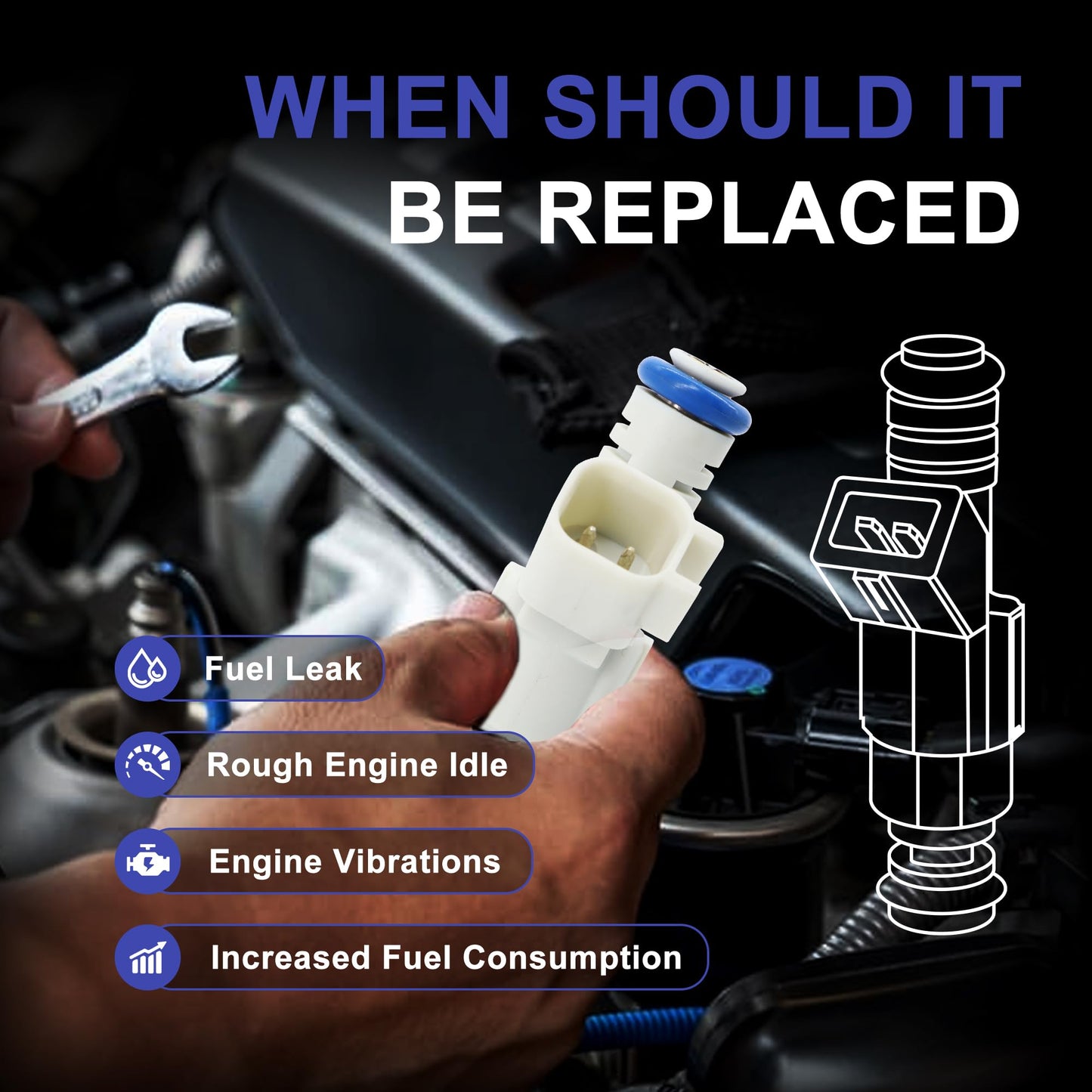 HiSport Fuel Injectors 0280156155 0280156010 Compatible with Ford Ranger 2.3L 2001-2003,Replacement for Mazda B2300 2.3L 2001-2004 4 PCS