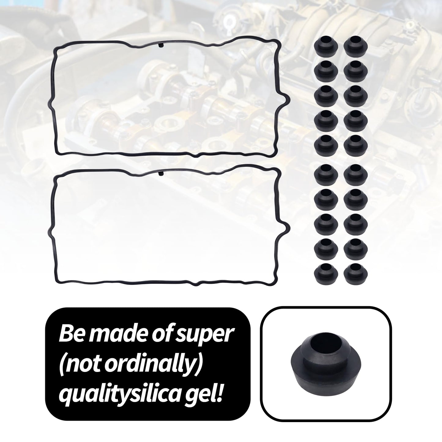 HiSport VS50652R Engine Valve Cover Gasket Set 3.7L - Compatible with Dodge Dakota Durango Nitro Ram 1500 Jeep Commander Grand Cherokee Liberty Mitsubishi Raide Ram 1500 2005-2012 - Replace VS50407