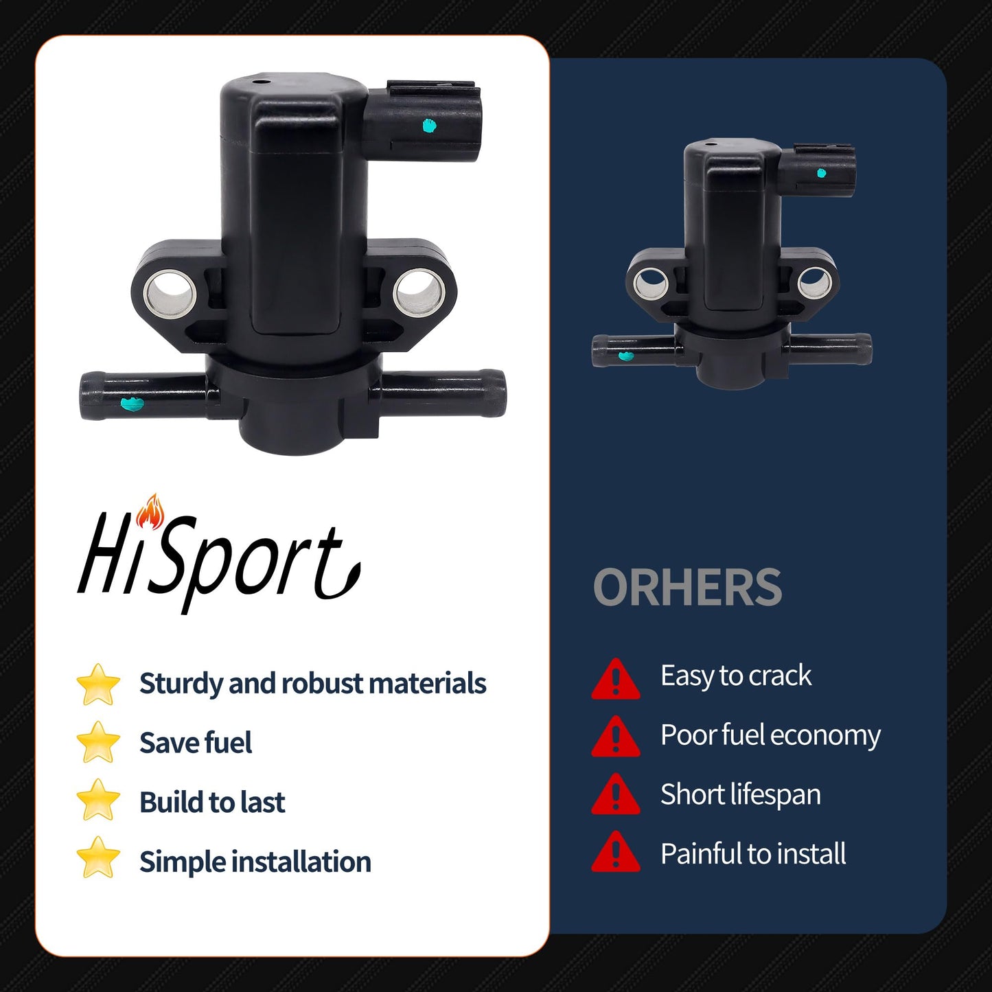 HiSport 14930-7s000 Vapor Canister Purge Solenoid Valve - Compatible with Nissan Armada Titan Pathfinder Xterra Frontier NV1500 NV2500 NV3500 2004-2016 Infiniti QX56 2004-2010