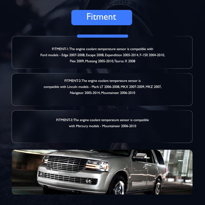 HiSport Engine Coolant Temperature Sensor - Compatible with Ford Edge Escape Expendition F-150 Lincoln Mark LT MKX MKZ Navigator Mercury Mountaineer Replaces 9L8Z6G004C 3L7Z6G004BA SU8756