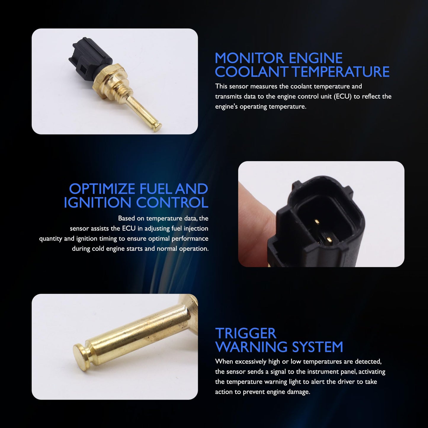 HiSport Engine Coolant Temperature Sensor - Compatible with Ford Edge Escape Expendition F-150 Lincoln Mark LT MKX MKZ Navigator Mercury Mountaineer Replaces 9L8Z6G004C 3L7Z6G004BA SU8756