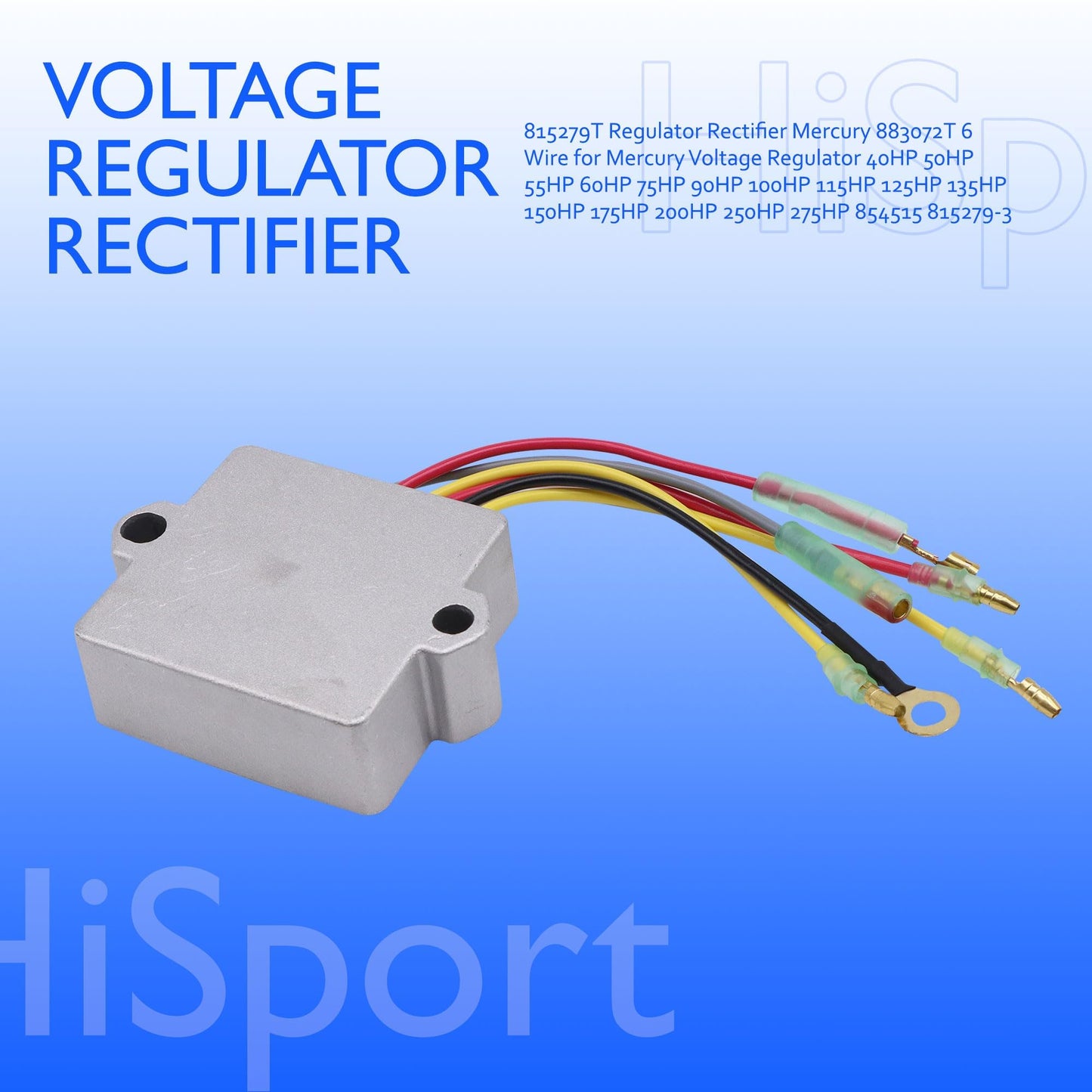HiSport 883072 Regulator Rectifier Compatible with mercury 40 50 55 60 125 135 150 1992, 1993, 1994, 1995, 1996, 1997, 1998 HP outboard 75 90 100 115 1989-2000, 2001, 2002, 2003, 2004, 2005, 2006