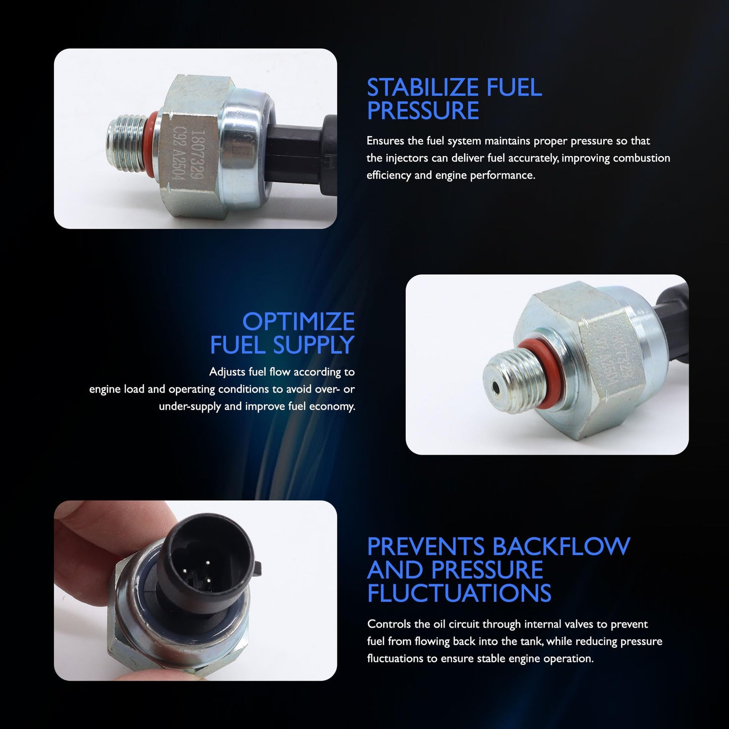 HiSport Injection Control Pressure Sensor 7.3L - Compatible with Ford E-350 Club Wagon E-350 Econoline Club Wagon E-450 E-550 F650 F750 F-250 F-350 F-450 F-550 Super Duty - Replace 1830669C92