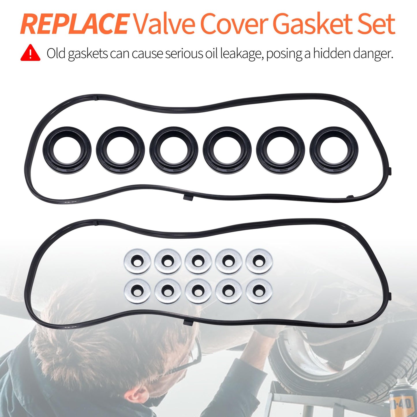 HiSport Valve Cover Gasket - Compatible with Acura TL RL TL MDX Compatible with Honda Accord Odyssey Pilot Ridgeline Compatible with Saturn Vue 2003-2009 3.0L 3.2L 3.5L - Replace 12341RCAA01