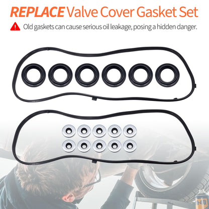 HiSport Valve Cover Gasket - Compatible with Acura TL RL TL MDX Compatible with Honda Accord Odyssey Pilot Ridgeline Compatible with Saturn Vue 2003-2009 3.0L 3.2L 3.5L - Replace 12341RCAA01