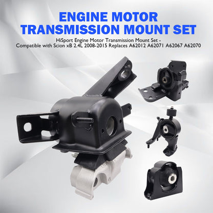 HiSport Engine Motor Transmission Mount Set - Compatible with Scion xB 2.4L 2008-2015 Replaces A62012 A62071 A62067 A62070