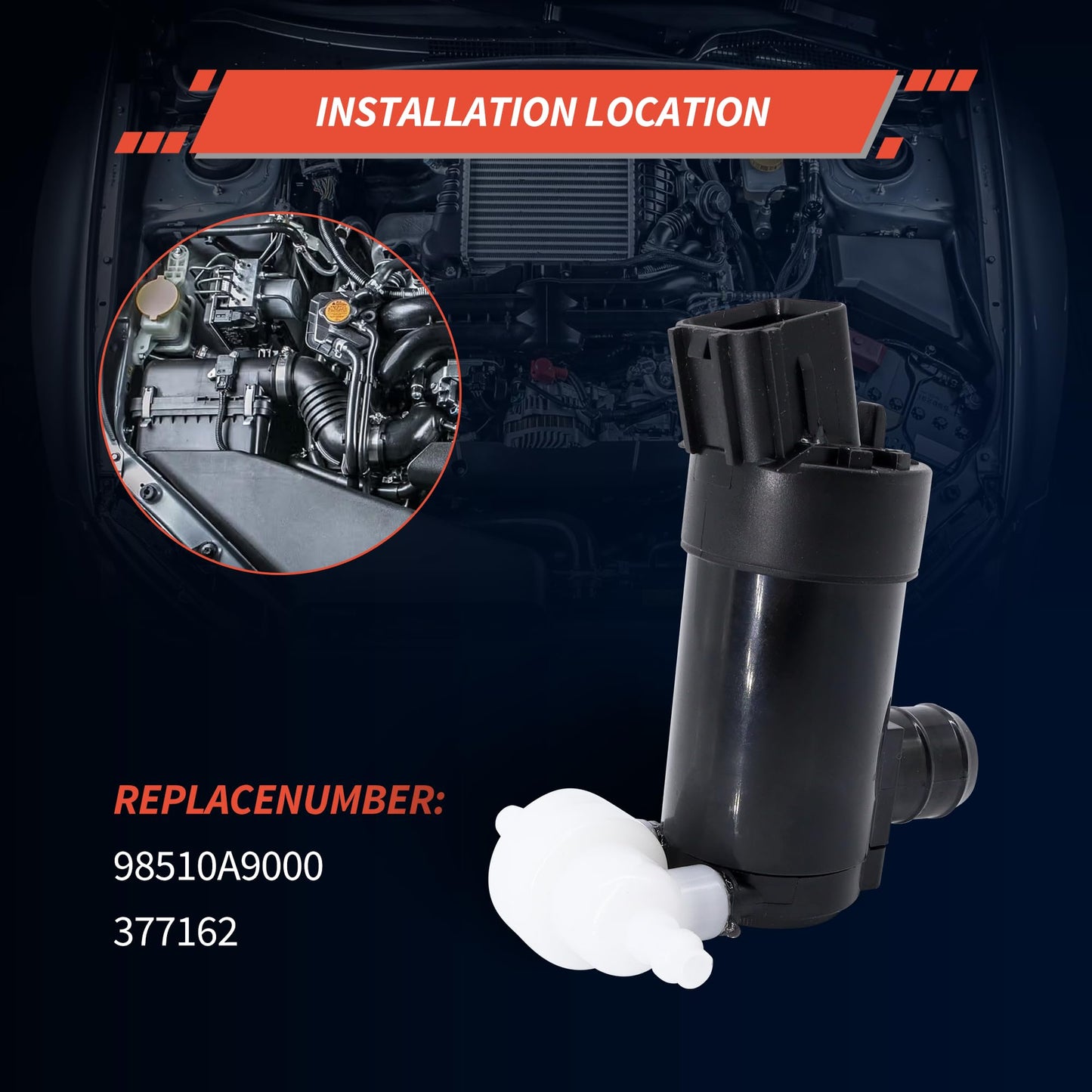 HiSport 98510-A9000 Windshield Washer Motor Pump - Compatible with Kia Sedona 2015-2021 Sorento 2016-2020