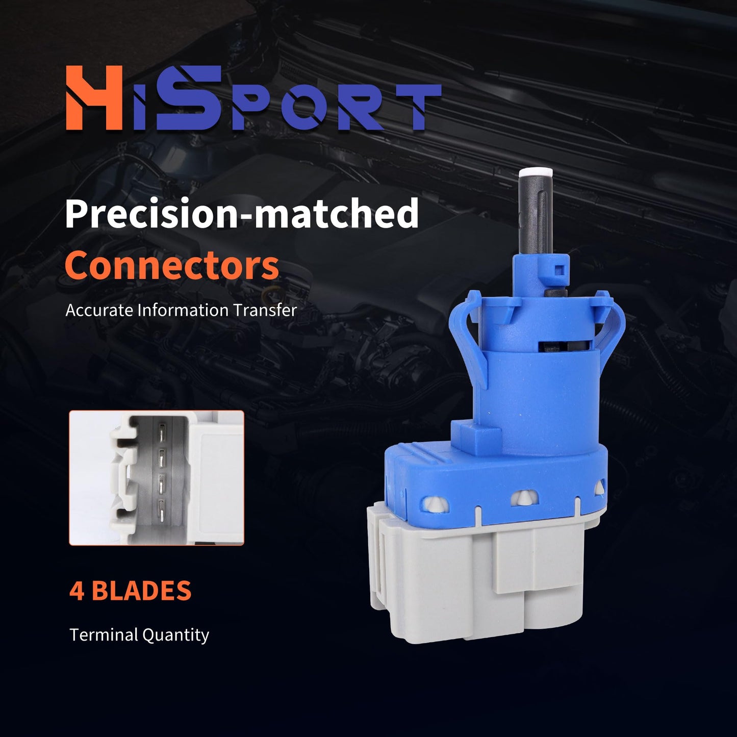 HiSport 4 Pin Brake Light Switch 4838697 Compatible with Ford Lincoln Mazda Mercury Volvo 8T4T-9G854-AA BN7N-66-490 31264377