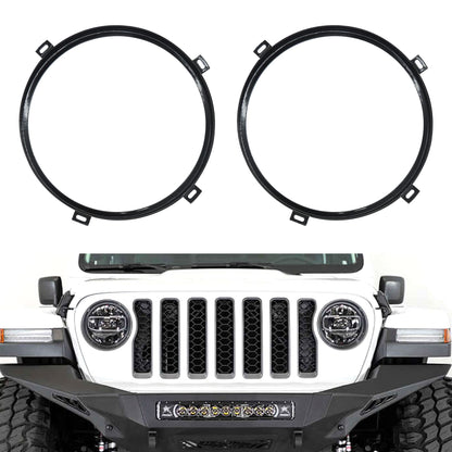 HiSport 7" Round Headlight Mounting Bracket Ring - Premium Matte Black Headlight Retainer Ring Compatible with Jeep Wrangler TJ 1997-2006 (2-Pack)