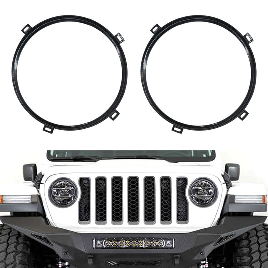 HiSport 7" Round Headlight Mounting Bracket Ring - Premium Matte Black Headlight Retainer Ring Compatible with Jeep Wrangler TJ 1997-2006 (2-Pack)