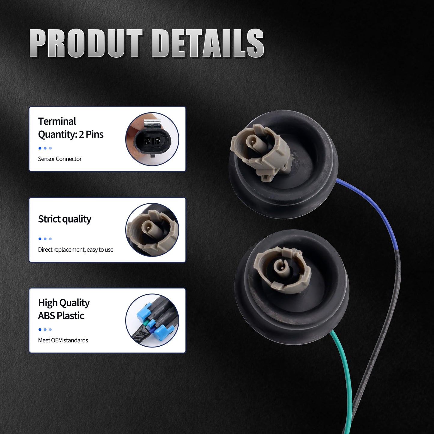 HiSport 12601822 Knock Sensors with Harness Wire - Compatible with Cadillac Escalade ESV EXT CTS Chevry Express 1500 2500 3500 Silverado 1500 2500 3500 Suburban 1500 2500 GMC Savana 1500