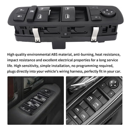HiSport 4602535AG Master Power Window Switch Front Left Driver Side - Compatible with Chrysler Town & Country 2008 2009 Dodge Grand Caravan 2008 2009-3 PINS + 0 PIN