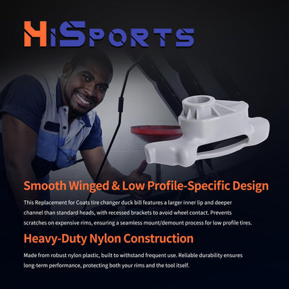 HiSport Grey Low Profile Nylon Mount Demount Head Kit - Compatible with Coats for Low Profile Tire Duck Head Part Replaces TC184432