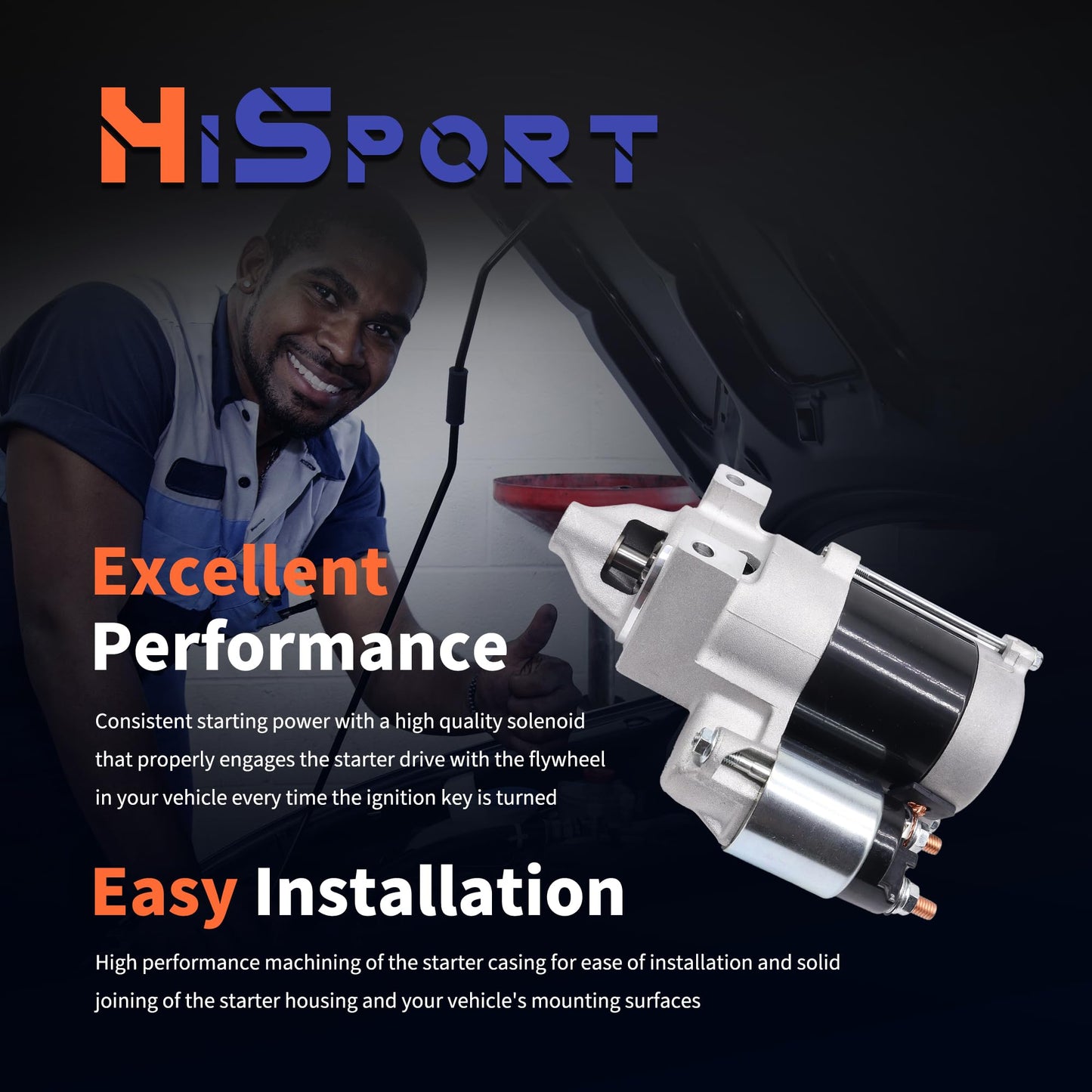 HiSport 2509809 Starter Motor 12V 0.8Kw 10-Tooth - Compatible with Kohler Engine Models 15HP 16HP 17HP 18HP 19.9HP 20HP 21HP 23HP 25HP 27HP 28HP 30HP 31HP - Replace 2509821S 2509811S