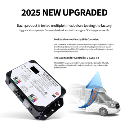 HiSport Upgraded 13398-DO Dual Synchronous Velocity Slide Controller Replacement for Controller V-Sync ual Drive Motor II Compatible with Lippert in-Wall Slide-Out on RV