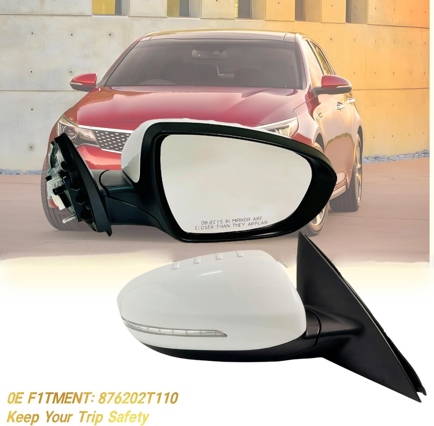 HiSport Passenger Side Mirror Compatible with 2011-2013 Kia Optima Rear Vier Mirror With In-housing Signal Light,Manual Folding,Power Glass,Non-Heated