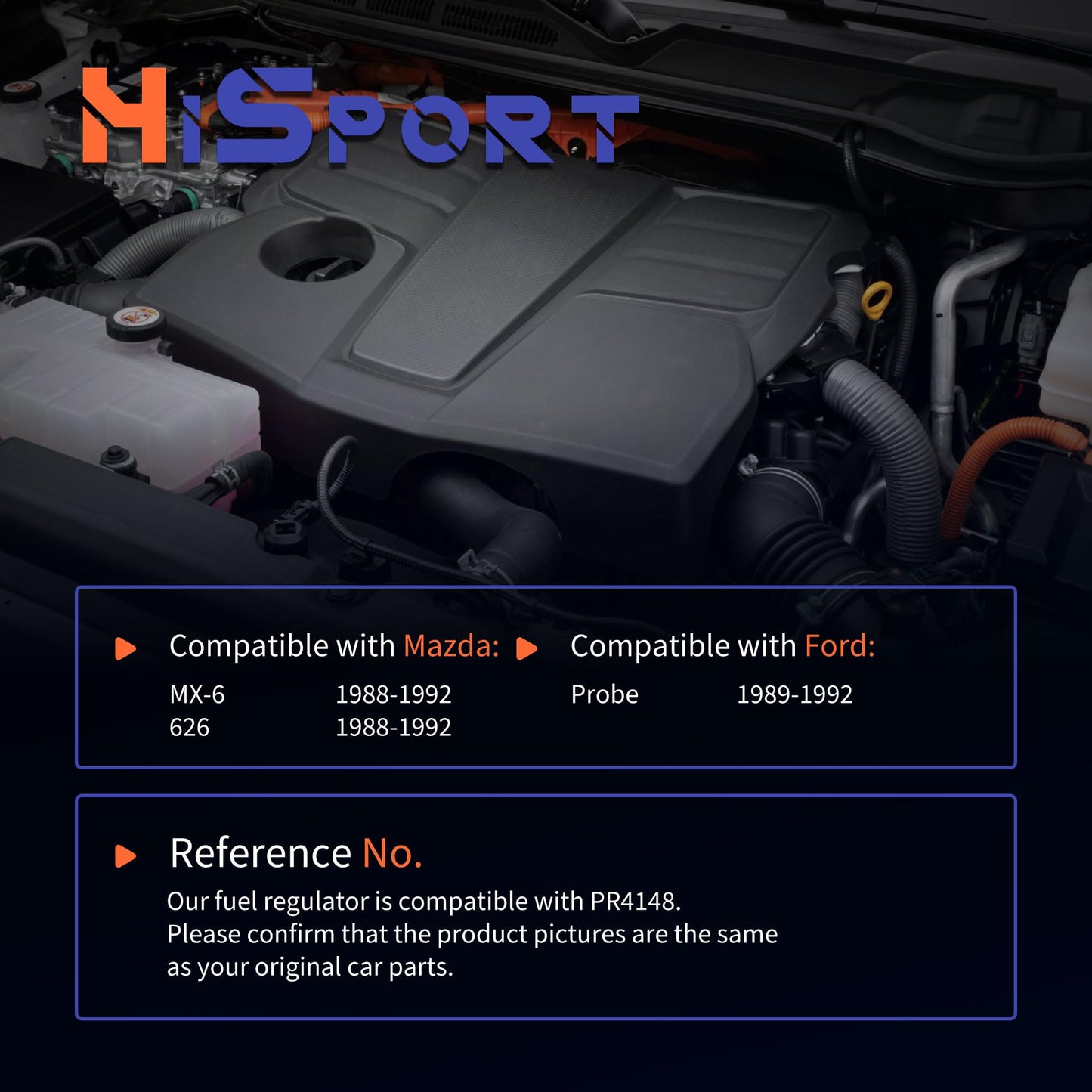 HiSport Fuel Injection Pressure Regulator PR4148 Replacement for Ford Probe 1989 1990 1991 1992 for Mazda MX-6 626 1988 1989 1990 1991 1992, 3.5 Bar