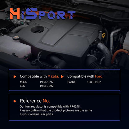 HiSport Fuel Injection Pressure Regulator PR4148 Replacement for Ford Probe 1989 1990 1991 1992 for Mazda MX-6 626 1988 1989 1990 1991 1992, 3.5 Bar
