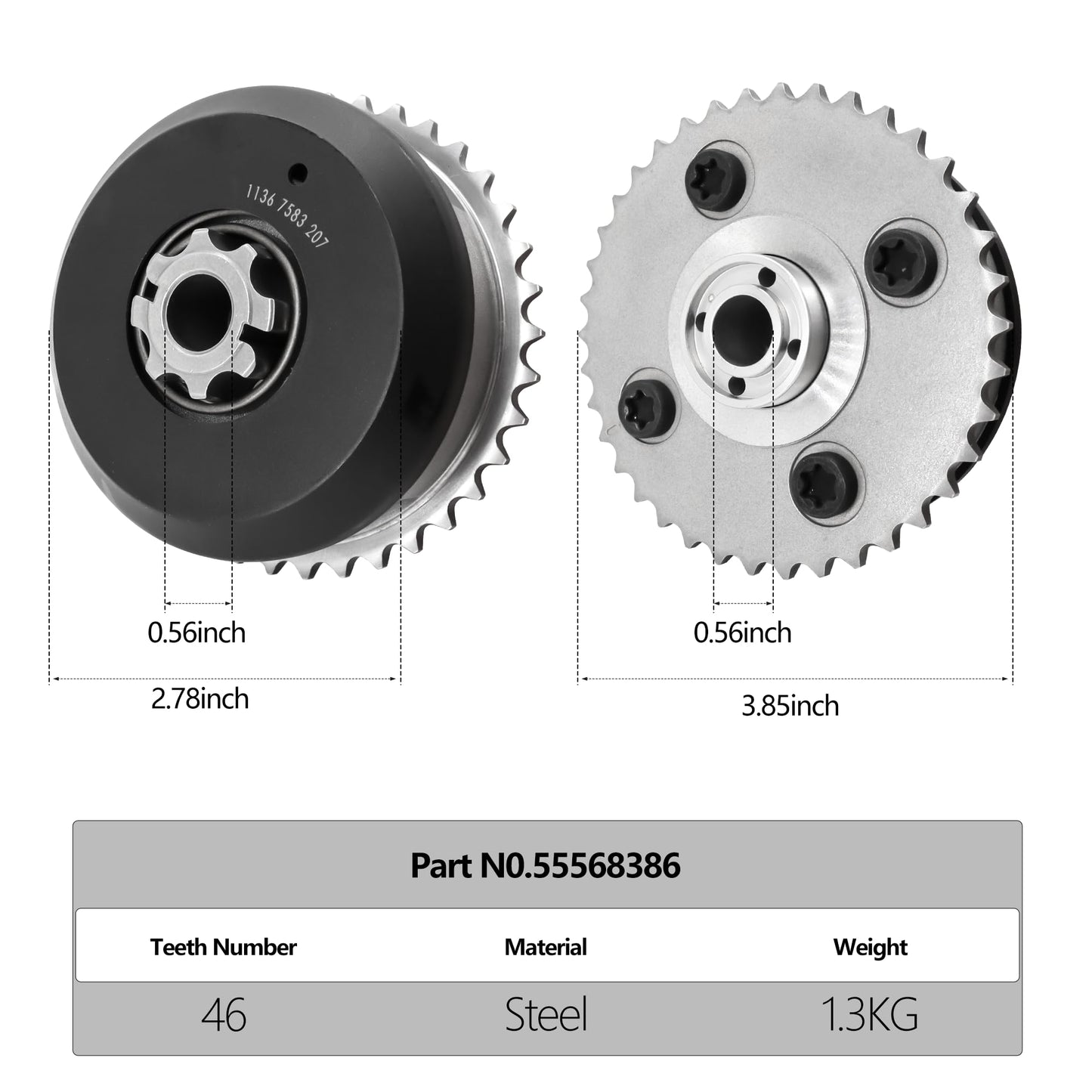 HiSport VVT Intake & Exhaust Camshaft Adjuster Sprocket Gears - Compatible with BMW 128i 135i 325i 328i 330i 335i 435i 525i 525xi 528i 528xi 530i 530xi 535i 640i 740i - Replace 11367583207 11367583208
