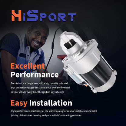 HiSport 21163-7023 Starter Motor - Compatible with John Deere 636M 647A 648M 648R 652B 652M 652R 661R Z655 Z665 Z910A Z920A Z920M Z920R Kawasaki FX651V FX691V FX730V 18.5HP 20.5HP 22HP 23HP 23.5HP