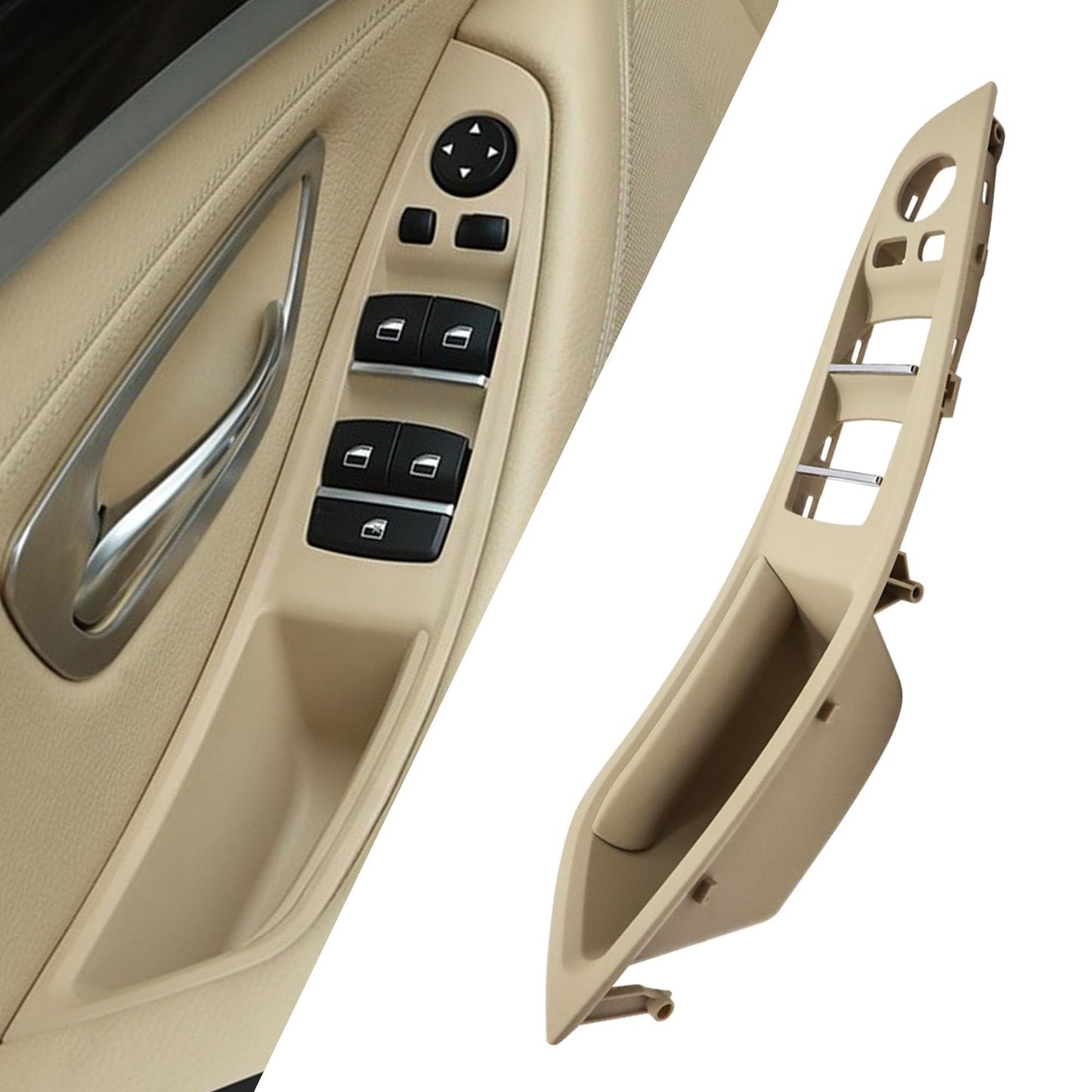 HiSport 51417225875 Front Driver Side Interior Door Pull Handle Window Switch Armrest Panel - Compatible with BMW 5 Series F10 F11 F18 520 523 525 528 530 535 2010 2011 2012 2013 2014 2015 2016