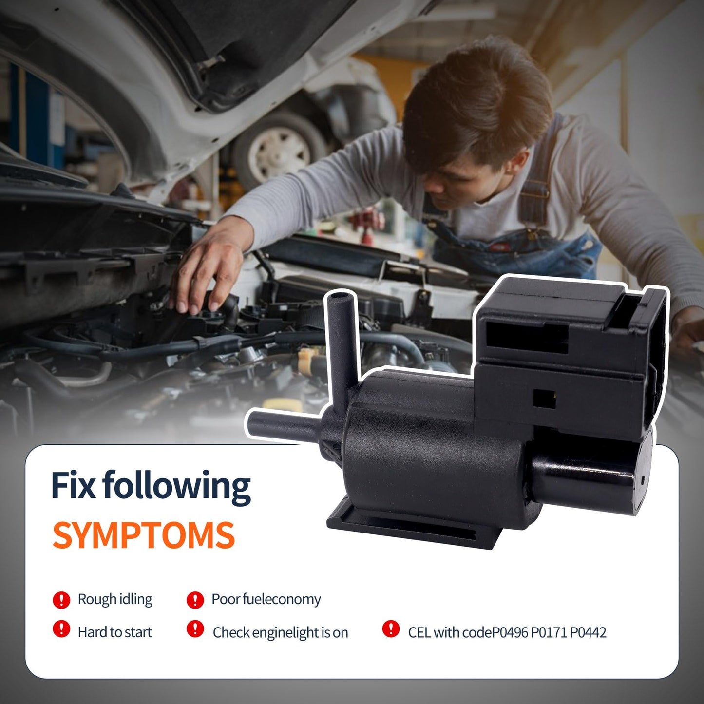 HiSport Exhaust Gas Recirculation Vacuum Solenoid Switch Valve 911-707 KL0118741 - Compatible with Mazda rx8 2004 MPV MX6 Protege 1992-2011 - Replaces K5T49051 K5T49090