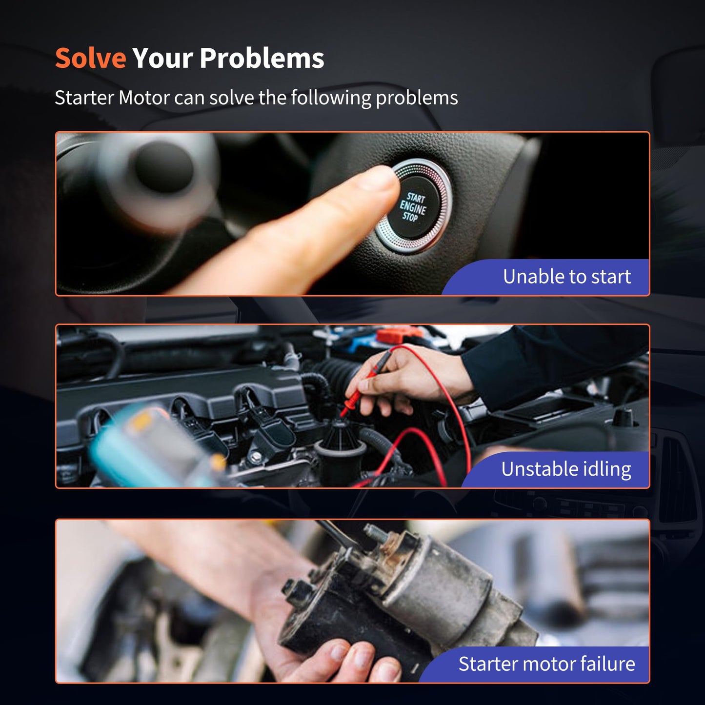 HiSport Starter Motor 19264N Compatible with Acura ILX 2.0L 2013-2015, Replacement for Honda Civic 1.8L 2012-2015, HR-V 1.8L 2016-2022, 31200R1AA12, 31200R1AA01, 31200R0A004