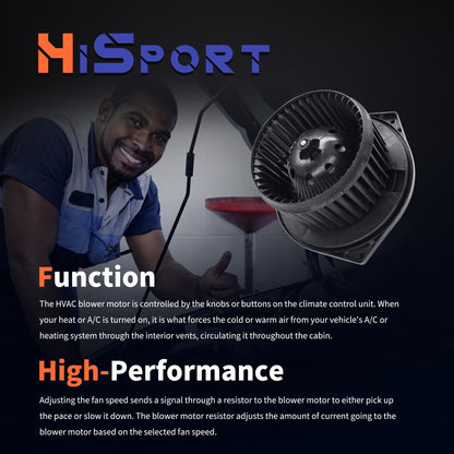 HiSport HVAC Heater Blower Motor Assembly with Fan, Compatible with Nissan NV1500 NV2500 NV3500 2012-2021 Titan XD 2016-2021, Replaces Part# 700314