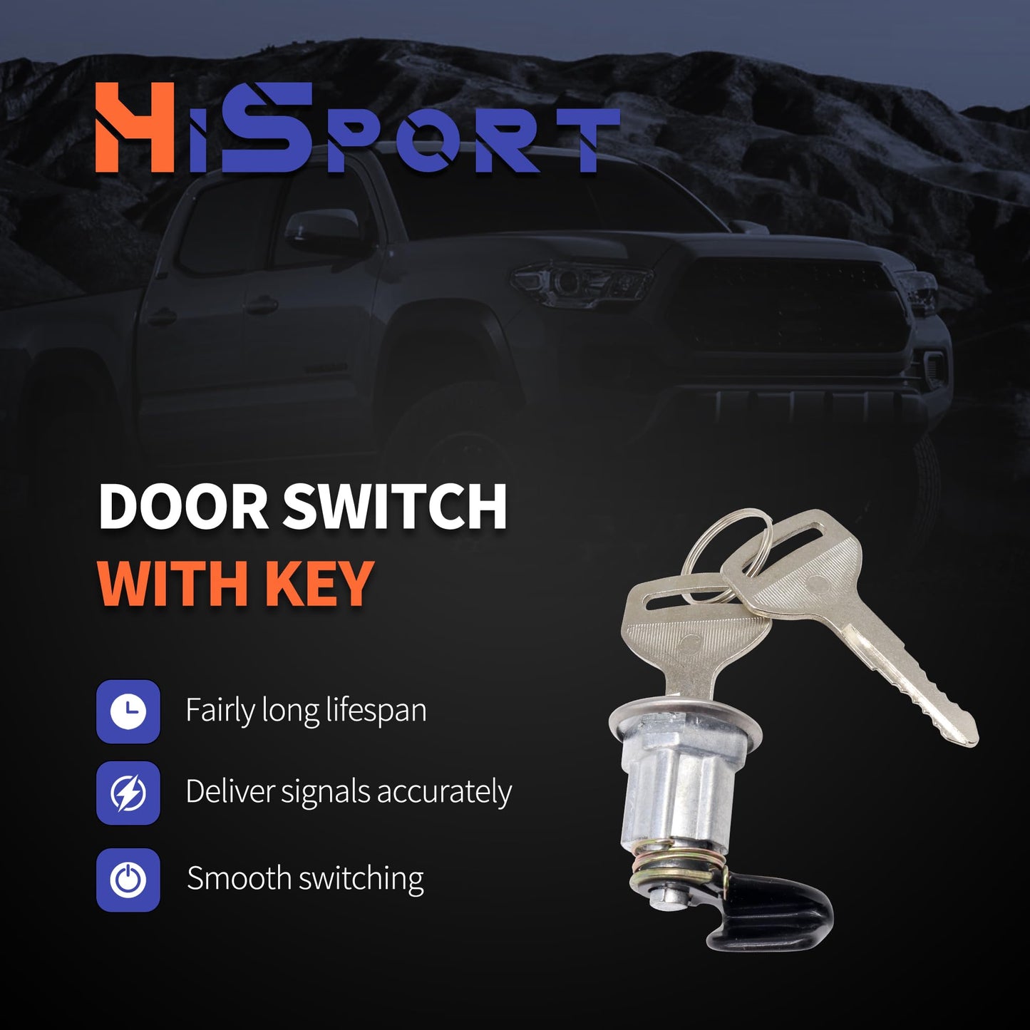 HiSport Fuel Door Lock Cylinder w/Key Set Compatible with Toyota Tacoma 1995-2004 Fuel Tank Lock Cylinder Fuel Filler Lid Door Gas Replace 69058-35140 69058-26030