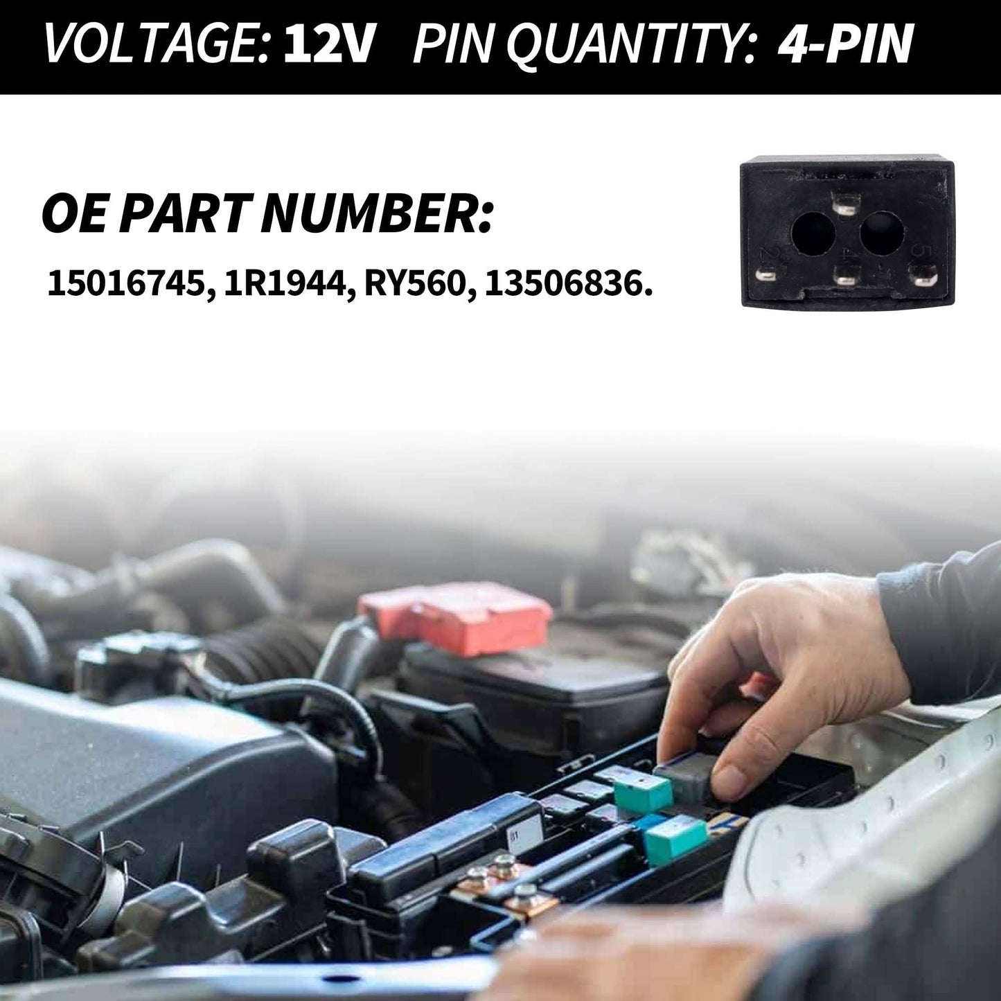 HiSport Relay 4 Pins Headlight A/C Relay Compatible with Chevrolet GMC Buick Replacement for 1R1944 RY560 13506836 601-238 15016745, 2PCS