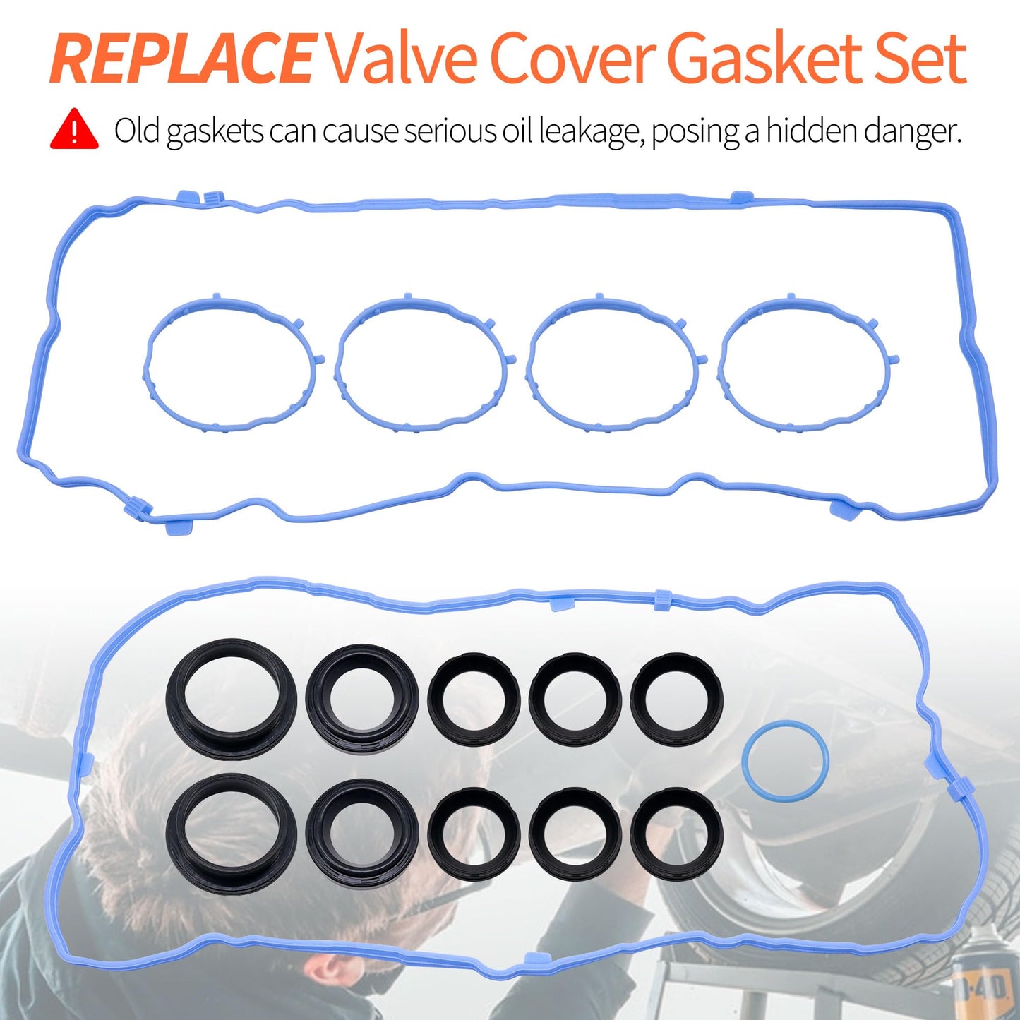 HiSport Engine Valve Cover Gasket Set - Compatible with Chrysler Pacifica Voyager Dodge Durango Jeep Grand Cherokee Wrangler Ram 1500 ProMaster 1500/2500 / 3500 3.6L 2016-2022 - Replace VS50919